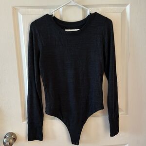 Abercrombie Soft A&F Cozy long sleeve bodysuit, navy size medium.